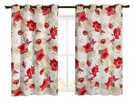Cortina Rústica 2,80M X 2,50M Floral Hibisco Quarto Ou Sala - Ibitinga Decora Imagem de Cortina Rústica 2,80M X 2,50M Floral Hibisco Quarto Ou Sala