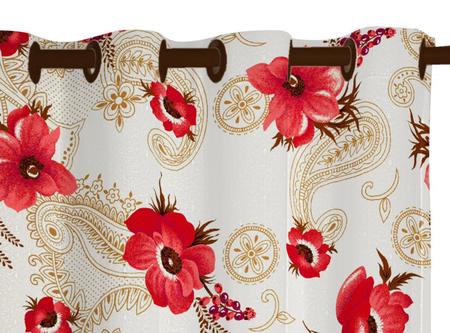 Cortina Rústica 2,80M X 2,50M Floral Hibisco Quarto Ou Sala - Ibitinga Decora Imagem de Cortina Rústica 2,80M X 2,50M Floral Hibisco Quarto Ou Sala