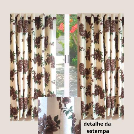 Imagem de Cortina rustica Floral Varão Simples 2,60x2,60m