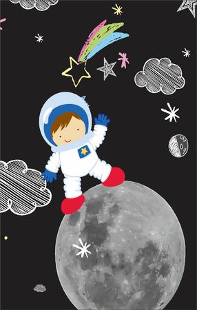 Imagem de Cortina Tecido Oxford Quarto Infantil Astronauta e Foguete Espaço - 280x220cm