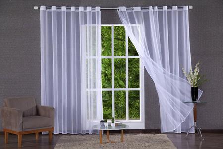 Cortina Voal Transparente Para Sala Ou Quarto 3,00 X 2,50 - Feffo Cortinas Imagem de Cortina Voal Transparente Para Sala Ou Quarto 3,00 X 2,50