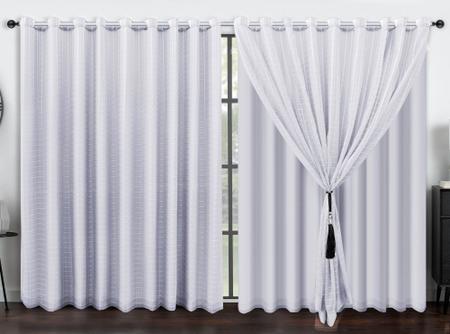 Cortina Voil Xadrez 5.00x2.60 Com Forro Blackout - J&C ACESSÓRIOS PARA CORTINAS Imagem de Cortina Voil Xadrez 5.00x2.60 Com Forro Blackout