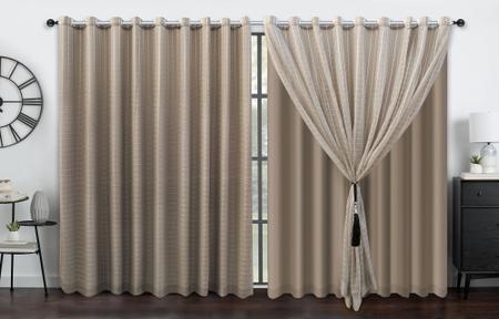 Cortina Voil Xadrez 6.00 x 2.80 Forro Microfibra - J&C ACESSÓRIOS PARA CORTINAS Imagem de Cortina Voil Xadrez 6.00 x 2.80 Forro Microfibra