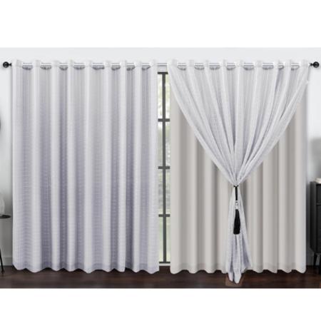 Cortina Voil Xadrez 6.00x2.50 Com Forro Blackout - J&C ACESSÓRIOS PARA CORTINAS Imagem de Cortina Voil Xadrez 6.00x2.50 Com Forro Blackout