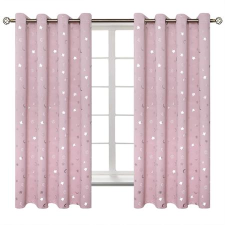 Imagem de Cortinas Blackout BGment Pink com Silver Moon & Stars 132x160