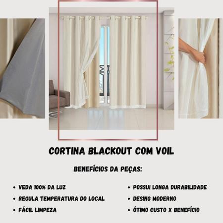 Imagem de Cortinas Blackout com Voil Quarto Sala Cozinha 2,80m X 2,30m