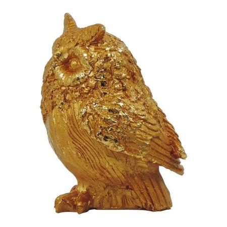 Imagem de Coruja Decorativa Dourada de Resina