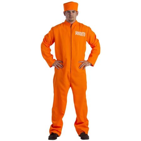 Imagem de Costume Dress Up America Prisoner para adultos com macacão e boné