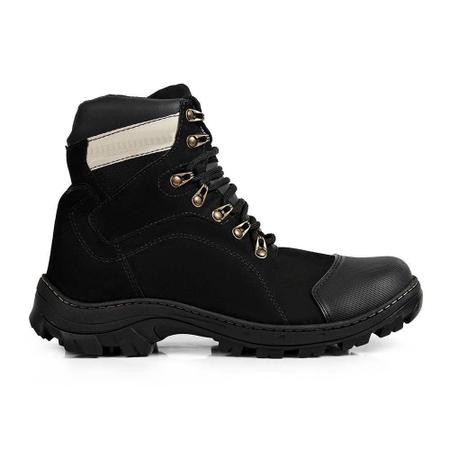 Imagem de Coturno Adventure Bota Couro Masculina Cano Médio Atacador Solado Borracha Antiderrapante Resistente Confortável