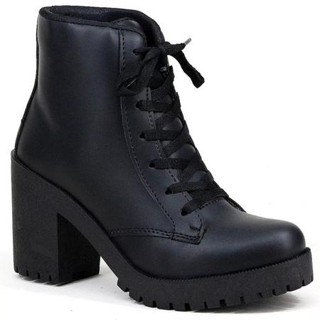 Coturno Bota Feminina Fosca Cano Curto Salto Grosso Tratorado