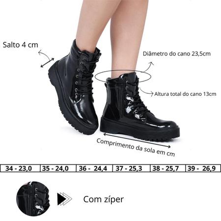 Imagem de Coturno Preto Feminino Sola Grossa Tratorada