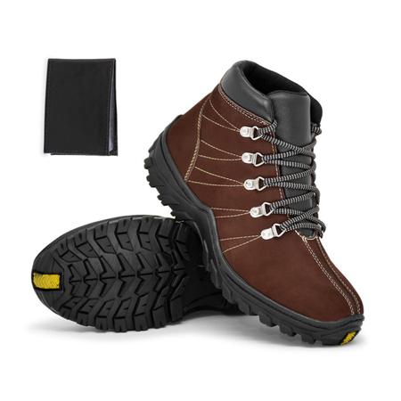 Imagem de Coturno Rone Bota Masculina Adventure Shoes Em Couro Marrom Com Carteira