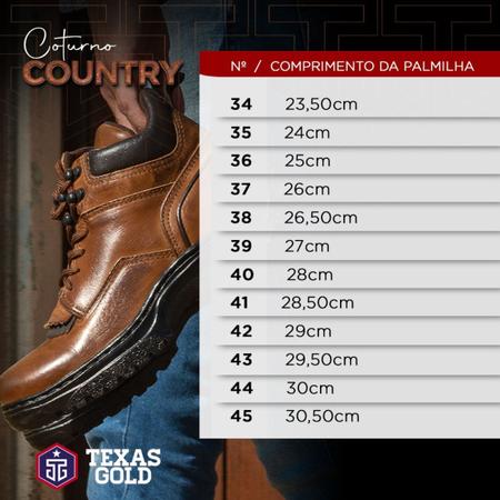 Imagem de Coturno Tenis Country Texas Gold em Couro Costurado Masculina Caramelo