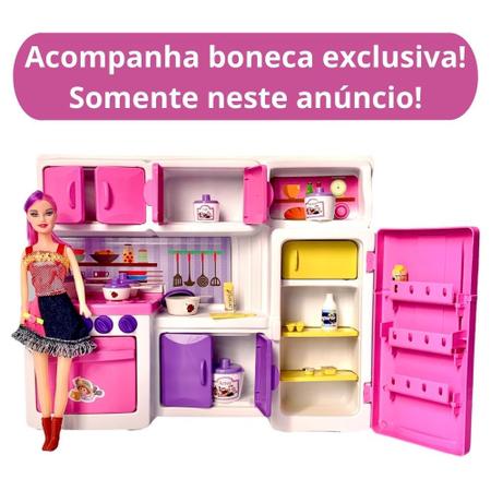 Imagem de Cozinha Brinquedo Infantil Menina Completa Fogão Geladeira