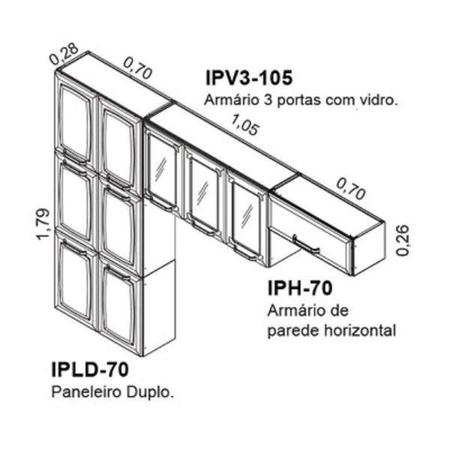 Imagem de Cozinha Compacta 3 Peças com 3 Portas de Vidro Luce 2018 Itatiaia