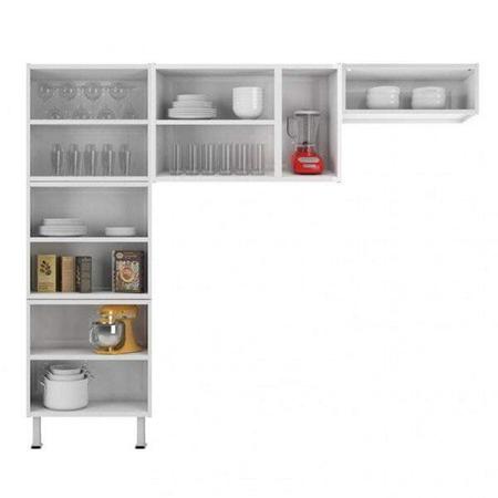 Imagem de Cozinha Compacta 3 Peças Paneleiro 6 Portas de Vidro Armário 3 Portas e Basculante Leblon Colormaq