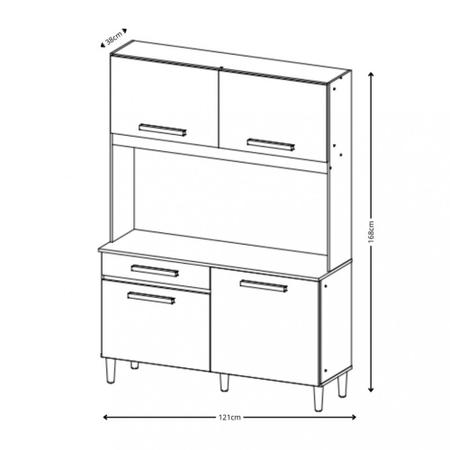 Imagem de Cozinha Compacta 4 Portas 1 Gaveta Marina Aramóveis