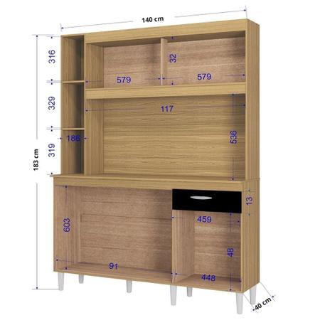 Imagem de Cozinha Compacta 5 Portas 1 Gaveta 140cm Duda Poquema