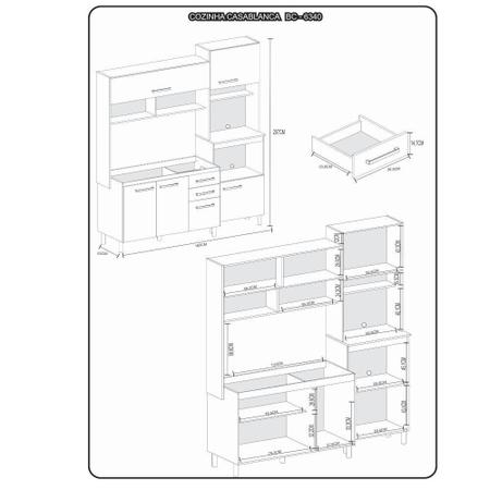 Imagem de Cozinha Compacta 5 Portas 3 Gavetas Casablanca Atualle