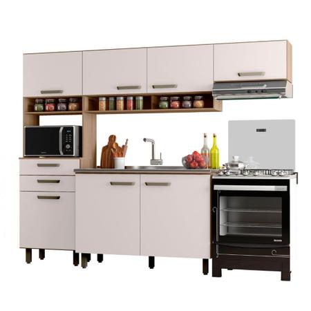 Imagem de Cozinha Compacta 8 Portas 2 Gavetas e Balcão para Pia e Cuba Siena Poliman Móveis