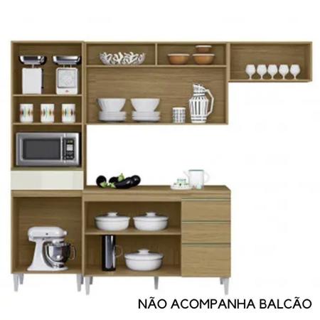 Imagem de Cozinha Compacta Clara 3 Peças 2 Portas de Vidro sem Balcão de Pia Aramoveis