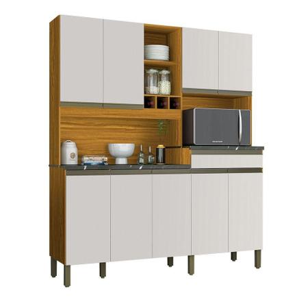 Cozinha Compacta Com 9 Portas 1 Gaveta 100% Mdf Merlot Perfil Rio Doce Amendoa/Offwhite Imagem de Cozinha Compacta Com 9 Portas 1 Gaveta 100% Mdf Merlot Perfil Rio Doce Amendoa/Offwhite