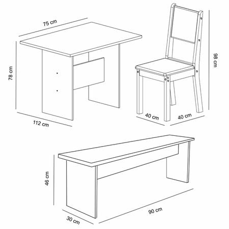 Imagem de Cozinha Compacta com Mesa, 2 Cadeiras e 1 Banco Requinte Viero (Balcão não acompanha Tampo e Pia) Grigio/Amora