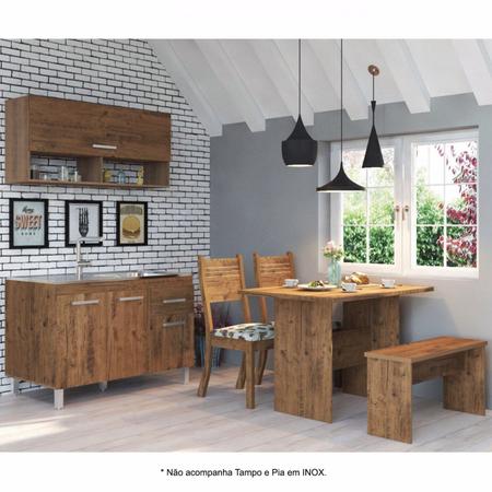 Imagem de Cozinha Compacta com Mesa, 2 Cadeiras e 1 Banco Requinte Viero (Balcão não acompanha Tampo e Pia) Grigio/Amora