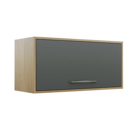 Cozinha Compacta com Paneleiro com Nicho 4 Portas Aéreo Geladeira e Aéreo 2 Portas 2 Nichos Austria Cinamomo/Grafite - Valdemóveis Imagem de Cozinha Compacta com Paneleiro com Nicho 4 Portas Aéreo Geladeira e Aéreo 2 Portas 2 Nichos Austria Cinamomo/Grafite