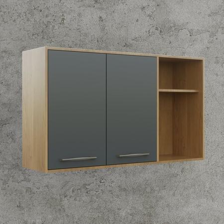 Cozinha Compacta com Paneleiro com Nicho 4 Portas Aéreo Geladeira e Aéreo 2 Portas 2 Nichos Austria Cinamomo/Grafite - Valdemóveis Imagem de Cozinha Compacta com Paneleiro com Nicho 4 Portas Aéreo Geladeira e Aéreo 2 Portas 2 Nichos Austria Cinamomo/Grafite