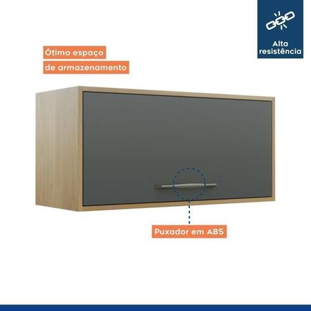 Cozinha Compacta com Paneleiro com Nicho 4 Portas Aéreo Geladeira e Aéreo 2 Portas 2 Nichos Austria Cinamomo/Grafite - Valdemóveis Imagem de Cozinha Compacta com Paneleiro com Nicho 4 Portas Aéreo Geladeira e Aéreo 2 Portas 2 Nichos Austria Cinamomo/Grafite