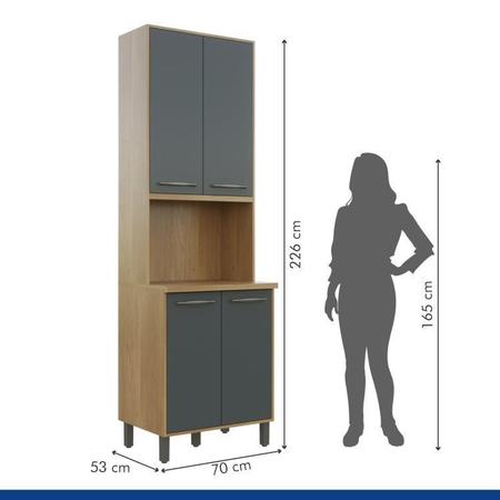 Cozinha Compacta com Paneleiro com Nicho 4 Portas Aéreo Geladeira e Aéreo 2 Portas 2 Nichos Austria Cinamomo/Grafite - Valdemóveis Imagem de Cozinha Compacta com Paneleiro com Nicho 4 Portas Aéreo Geladeira e Aéreo 2 Portas 2 Nichos Austria Cinamomo/Grafite