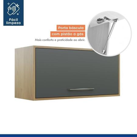 Cozinha Compacta com Paneleiro com Nicho 4 Portas Aéreo Geladeira e Aéreo 2 Portas 2 Nichos Austria Cinamomo/Grafite - Valdemóveis Imagem de Cozinha Compacta com Paneleiro com Nicho 4 Portas Aéreo Geladeira e Aéreo 2 Portas 2 Nichos Austria Cinamomo/Grafite