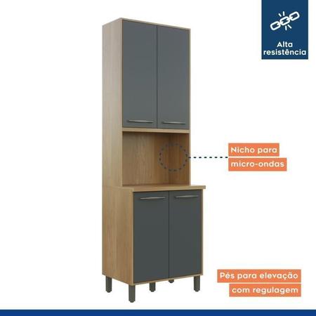Cozinha Compacta com Paneleiro com Nicho 4 Portas Aéreo Geladeira e Aéreo 2 Portas 2 Nichos Austria Cinamomo/Grafite - Valdemóveis Imagem de Cozinha Compacta com Paneleiro com Nicho 4 Portas Aéreo Geladeira e Aéreo 2 Portas 2 Nichos Austria Cinamomo/Grafite