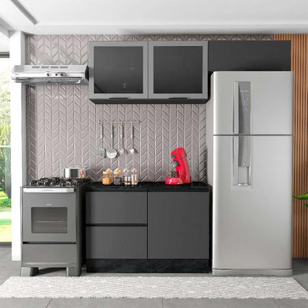 Imagem de Cozinha Compacta com Tampo Edna 4 PT 3 GV Grafite