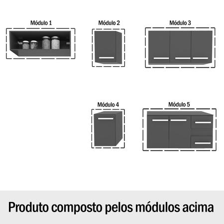 Imagem de Cozinha Compacta Julia 7 Portas 2 Gavetas Castanho/Preto - Panorama Móveis