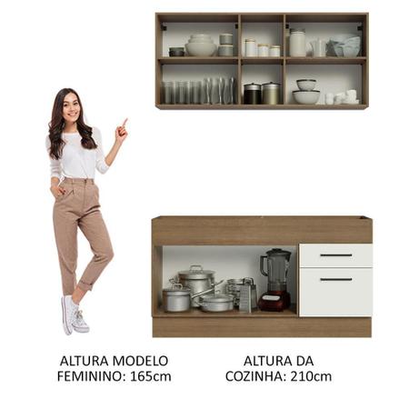 Imagem de Cozinha Compacta Madesa Agata 150002 com Armário e Balcão (Sem Tampo e Pia) - Rustic/Branco