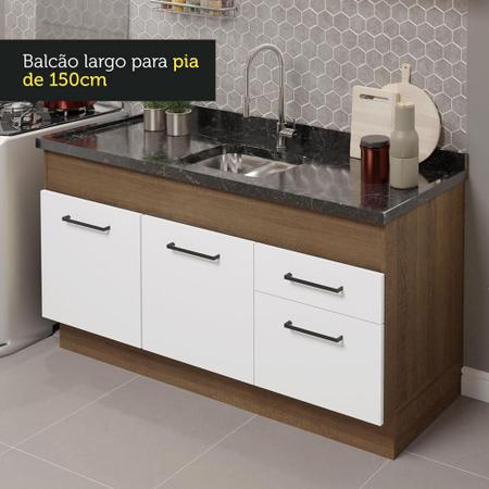 Imagem de Cozinha Compacta Madesa Agata 150002 com Armário e Balcão (Sem Tampo e Pia) - Rustic/Branco