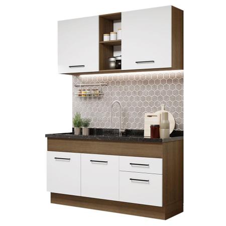 Imagem de Cozinha Compacta Madesa Agata 150002 com Armário e Balcão (Sem Tampo e Pia) - Rustic/Branco