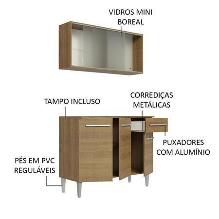 Imagem de Cozinha Compacta Madesa Emilly 105001 com Armário e Balcão - Rustic
