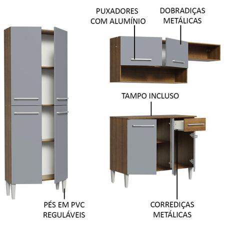 Cozinha Compacta Madesa Emilly Top com Armário e Balcão - Cozinha Compacta  / Completa - Magazine Luiza