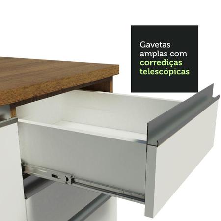 Imagem de Cozinha Compacta Madesa Glamy 120002 com Armário e Balcão (Sem Tampo e Pia) - Rustic/Branco