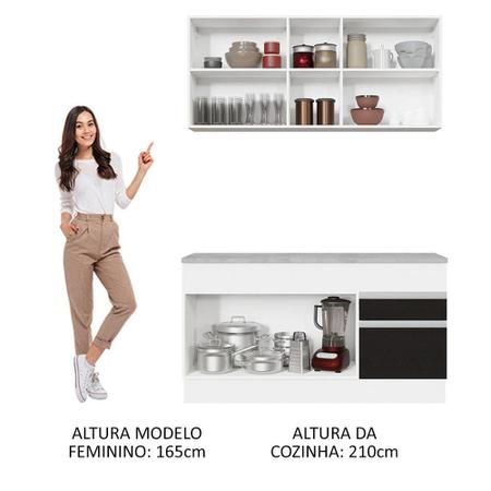 Imagem de Cozinha Compacta Madesa Glamy 150001 com Armário e Balcão (Com Tampo) - Branco/Preto