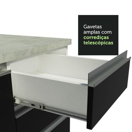 Imagem de Cozinha Compacta Madesa Glamy 150001 com Armário e Balcão (Com Tampo) - Branco/Preto