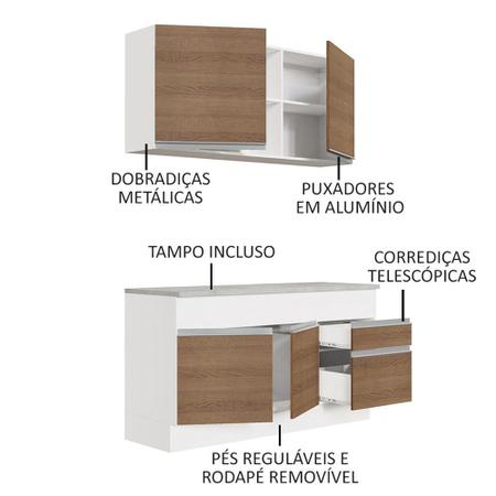 Imagem de Cozinha Compacta Madesa Glamy 150001 com Armário e Balcão (Com Tampo) - Branco/Rustic