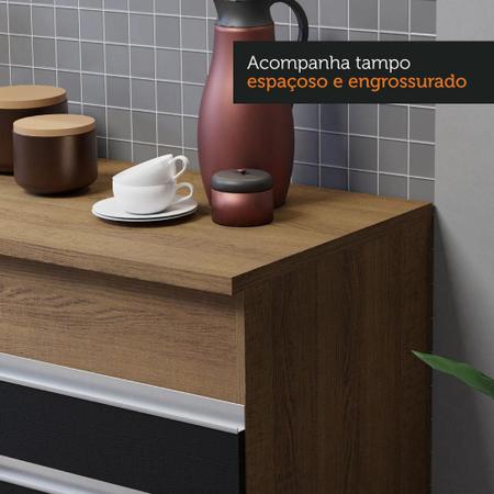 Imagem de Cozinha Compacta Madesa Glamy 150001 com Armário e Balcão (Com Tampo) - Rustic/Preto