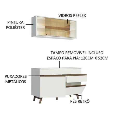 Imagem de Cozinha Compacta Madesa Reims 120001 com Armário e Balcão - Branco