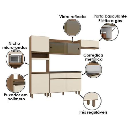 Imagem de Cozinha Compacta Porto Carvalho Off White  Poliman