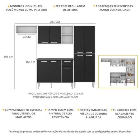 Imagem de Cozinha Compacta Xangai 9 Portas Multimóveis Branco/Preto