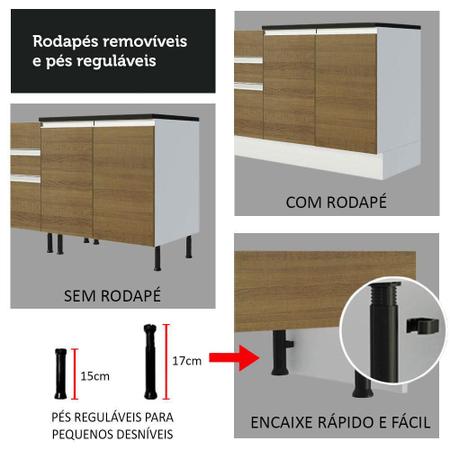 Imagem de Cozinha Completa 100% MDF Madesa Acordes 270008 com Armário e Balcão - Branco/Rustic